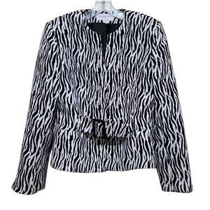 Liz Claiborne Black and White Animal Print Jacket Sz 12